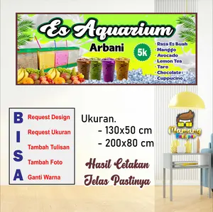 Cetak Spanduk Banner Jualan Es Aquarium Model Bisa Request