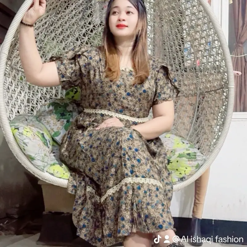 Daster cinta bisui wanita Pendek  lengan rempel LembutDress Rayon Santai 6
