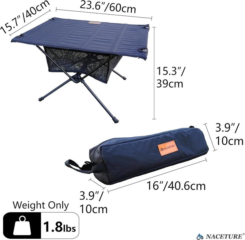 NACETURE Ultralight Backpacking Table - Collapsible Camping Table with Storage Mesh for Camping Gear Accessories, Hiking, Mountaineering, Outdoor Travel 3