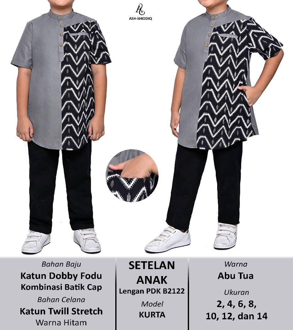 Setelan Celana Koko Kurta Anak Usia 3~13 Tahun Lengan Pendek Bahan Katun B2122