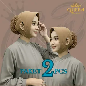 Queen Paket 2 Pcs Ciput Marsha Cepol Turki Anti Budeg Bahan Jersey dengan Desain Elegan