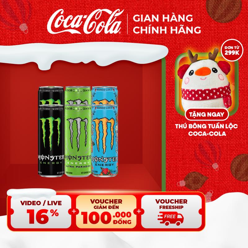  Hộp 6 Lon Nước Tăng Lực Giải Khát Monster Mix 3 vị Monster Energy Monster Ultra Paradise Monster Mango Loco 355ml Lon Sale 15.12 Coca-Cola Beverages VN_TT 