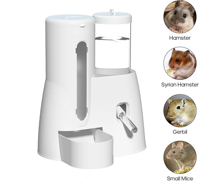 Pawsy Mart-Tempat Makan Minum Hamster F38 Dispenser Anabul Pet Feeder Otomatis 2IN1 Transparan dengan Indikator Level dan Bahan PP + PSU