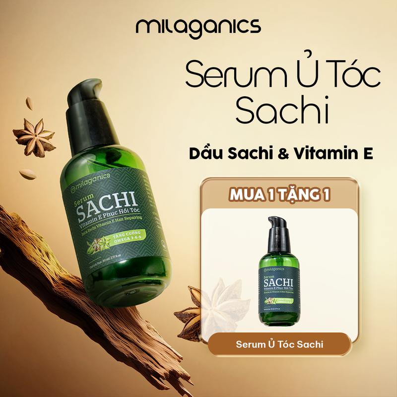 [MUA 1 TẶNG 1] Serum Sachi Dưỡng Tóc Vitamin E MILAGANICS  - Dầu Dưỡng Tóc Hỗ Trợ Phục Hồi Tóc Giữ Nếp Dưỡng Tóc Mềm Mượt Chăm Sóc Tóc Hư Tổn Khô Xơ - Tinh Chất Dưỡng Tóc Uốn Nhuộm - Dầu Dưỡng Sấy Tóc Nữ Women Argan EHERB