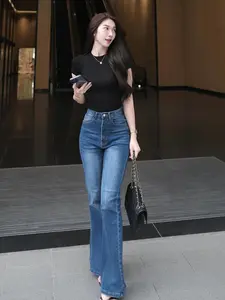 PS Celana Cutbray Wanita Loose Jeans Streatchy Denim High Stretch imut risleting Panjang Cewek waist Vintage Keren