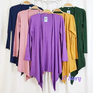 Kardigan Wanita Polos Bahan Kaos Rayon Adem Dan Strech Lengan Panjang/Outer Wanita Cardigan Premium Size L XL XXL Fit Jumbo Kekinian 775