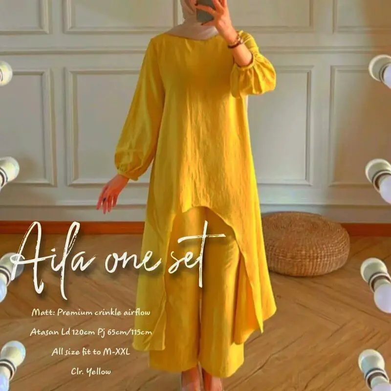 Setelan Jumbo Aila Oneset Lebaran Terbaru 2025 Bahan Crincle Airflow Setelan Terlaris ELegan 2