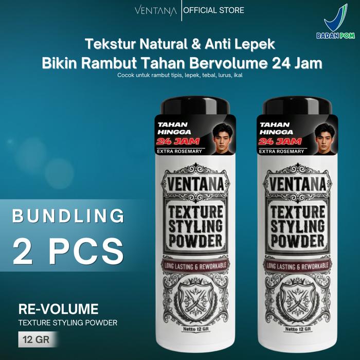 Gambar Ventana Texture Styling Powder 2 PCS dengan Rosemary 12 Gr Volume Rambut Matte Fleksibel Tidak Lengket Ringan Cocok Semua Jenis Rambut Tekstur Natural Anti Lepek dari Ventana Hair Styling Care Kab. Bandung Tokopedia