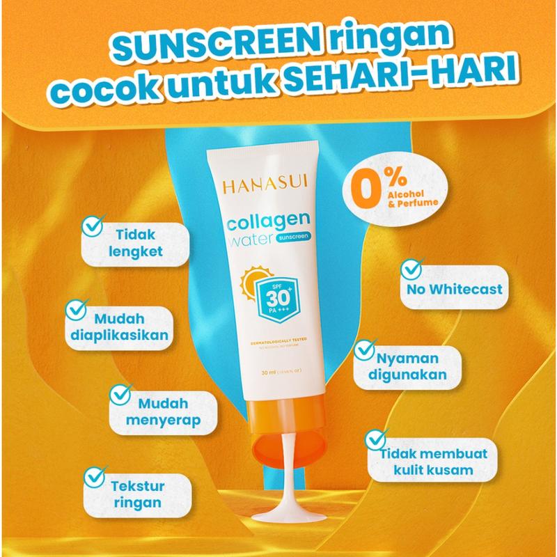 Malika Beauty | HANASUI Collagen Water Sunscreen SPF 30 50 30 ml | Sunscreen Water | Tabir Surya 4