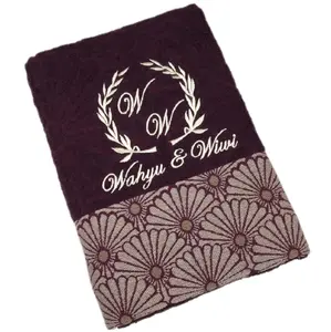 Adiwangsa.co -  Handuk Single Morning Whistle  70x135 + Bordir Pernikahan - 100% Bamboo Cotton towels absorben air sl navy tahan pudar white  Biru