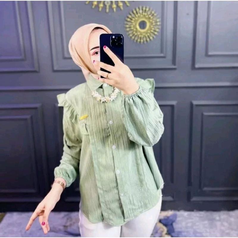 Kemeja Inara Atasan Wanita Korean Style- Kemeja wanita Lengan panjang-Kemeja atasan kekinian 4