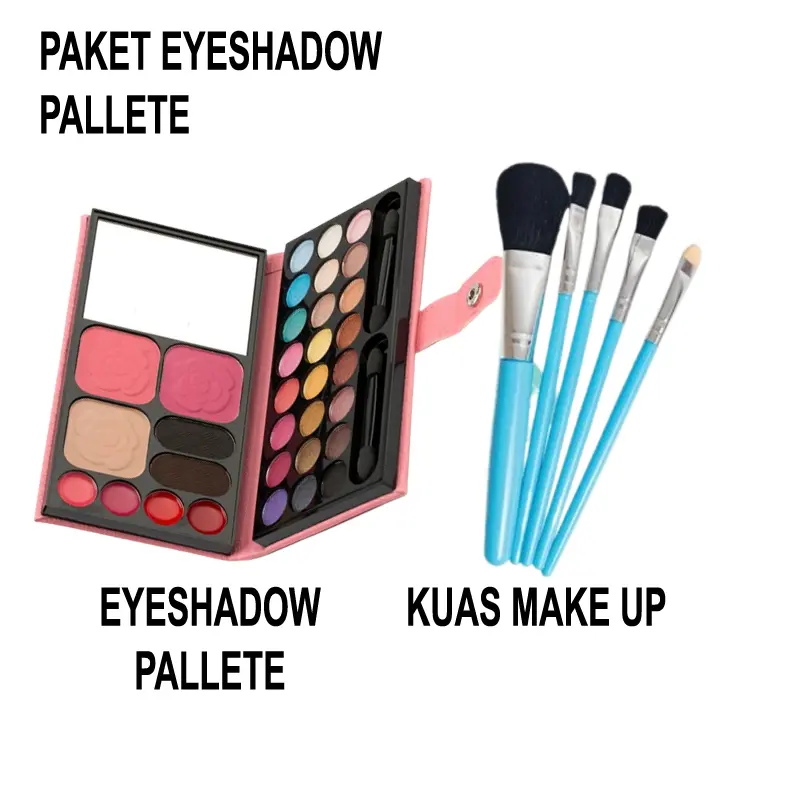 PAKET MAKE UP EYESHADOW PALETTE + KUAS KECANTIKAN WAJAH LENGKAP 1 SET MURAH 0