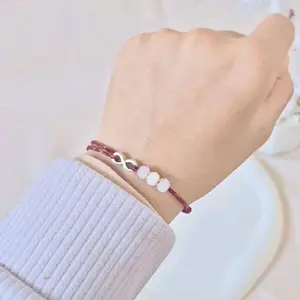 ELMAO #A78 Miro Bracelet | Gelang Tali Infinity Maroon Gelang Tali TIPIS Gelang Kristal Simpel