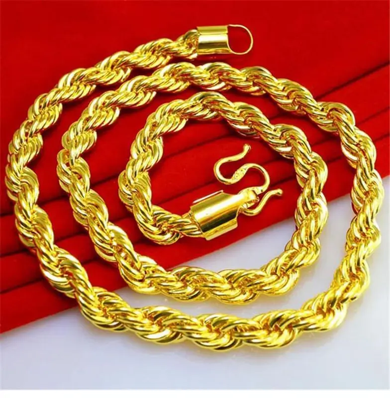 Kalung pria bengkok emas aluvial Vietnam, sangat indah-MXL8-1 6