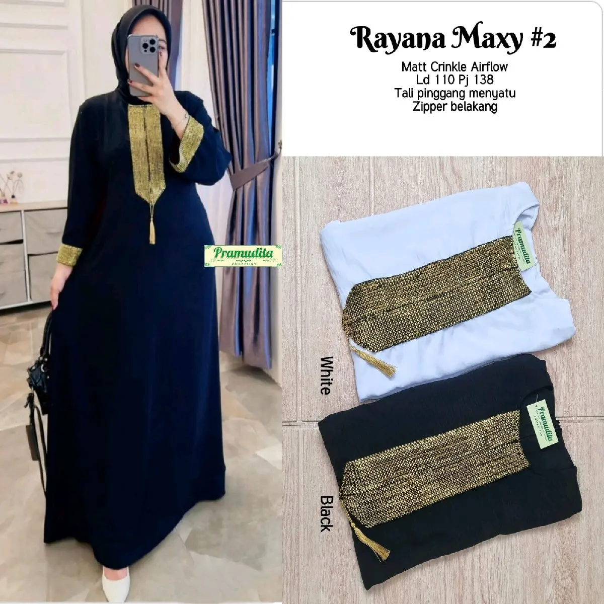 DRESS WANITA / DREES POLOS KOMBINASI RENDA / GAMIS LEBARAN / PRAMUDITA