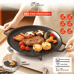 Panggangan BBQ Korea Grill Pan Anti Lengket Serbaguna untuk Kompor Gas dan Induksi Ukuran 28-38cm