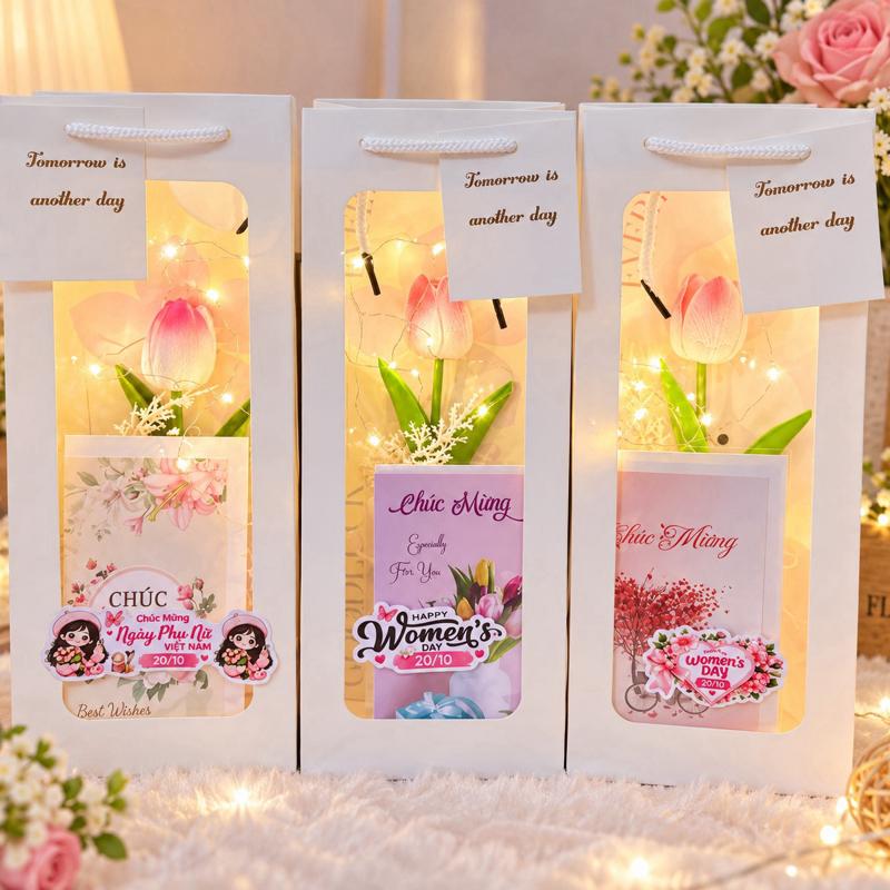 (Tặng thiệp 20/10) set hoa tulip 1 bông siêu xinh