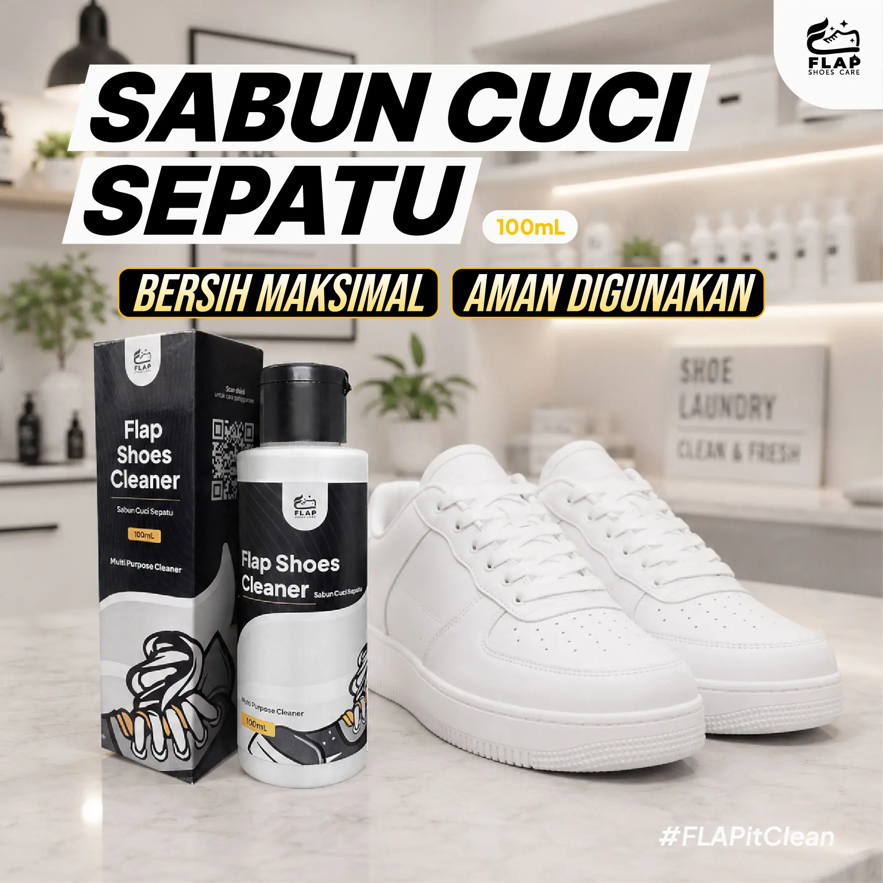 Flap Shoes Care - Shoe Cleaner - Cairan Sabun Pembersih Sepatu Putih dan Warna 100mL Suedecleaner