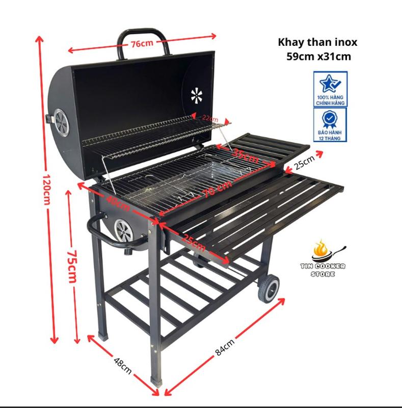 Bếp nướng than hoa ngoài trời CK17-325 vỉ inox to cho 15-20 người ăn