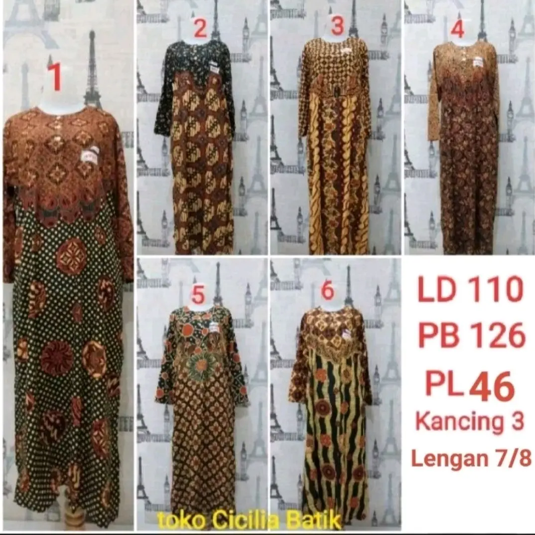 Longdres Kencana Ungu Label Coklat Lengan 7/8