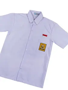 Baju Putih SMP Lengan Pendek Dari Kelas  7-9 Pria / Wanita Unisex Bahan Katun Oxford Formal Sekolah Seragam