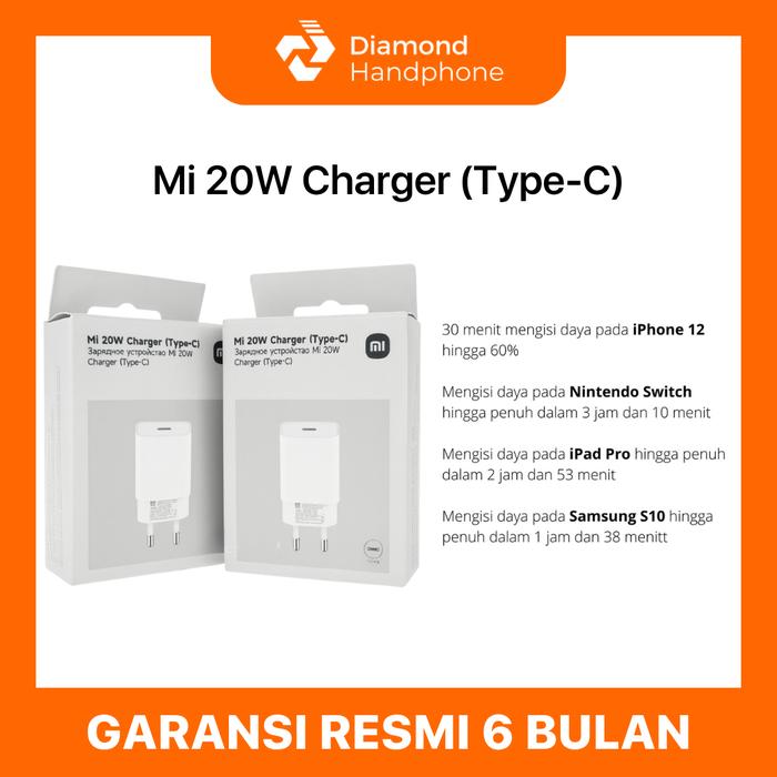 Gambar Xiaomi Mi 20W Charger USB C Type C Kepala Adaptor HP 20 watt dari Diamond Handphone Bali Kota Denpasar Tokopedia