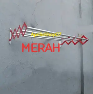 JEMURAN LIPAT PALANG 4(MERAH) JEMURAN ALMUNIUM ANTI KARAT. JEMURAN TEMPEL DINDING SERBAGUNA.UKURAN 75x63x17cm