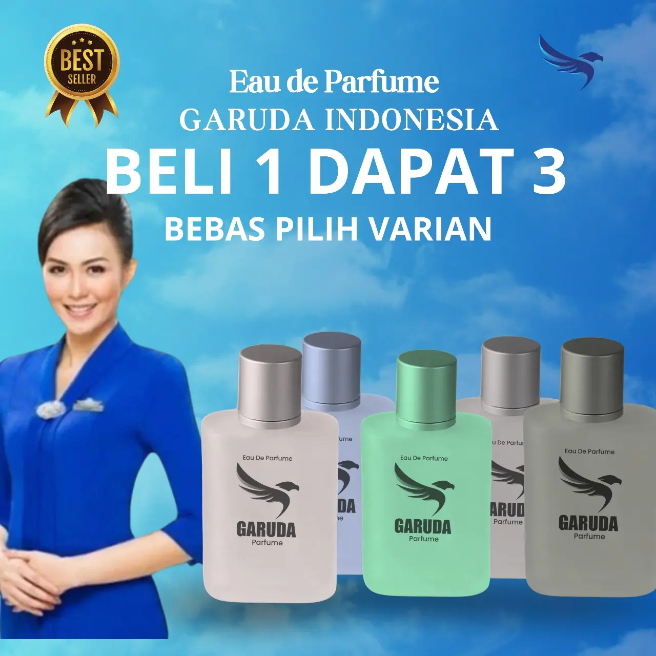 Beli 1 Dapat 3 Parfum Pramugari Garuda Indonesia Asli Cewek dan Cowok Wangi Tahan Lama 24 Jam - Botol