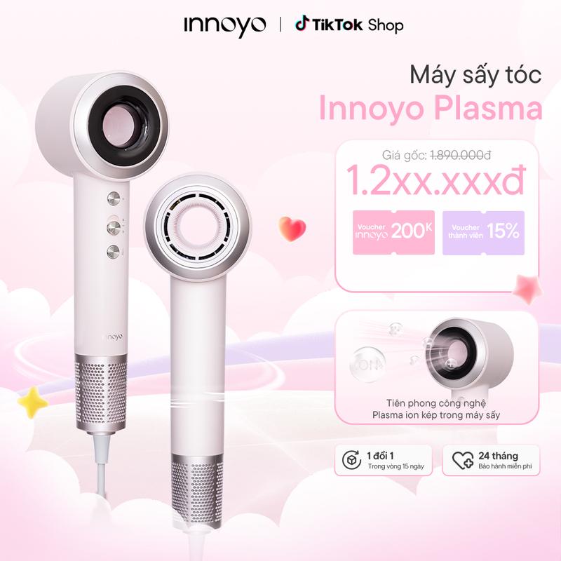  Máy sấy tóc Innoyo Plasma - Công nghệ Plasma ion kép sấy nhanh trong 3 phút - Bảo hành 24 tháng - Tặng đầu sấy 