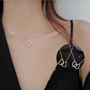 Kalung Jantung, Perak Ins, untuk Wanita dan Gadis, Gaya Minimalis, Berbentuk Hati, Fesyen, Serba guna, Aksesori Harian, Diperbuat daripada Keluli Tahan Karat, Tidak Luntur atau Berubah Warna, Emas