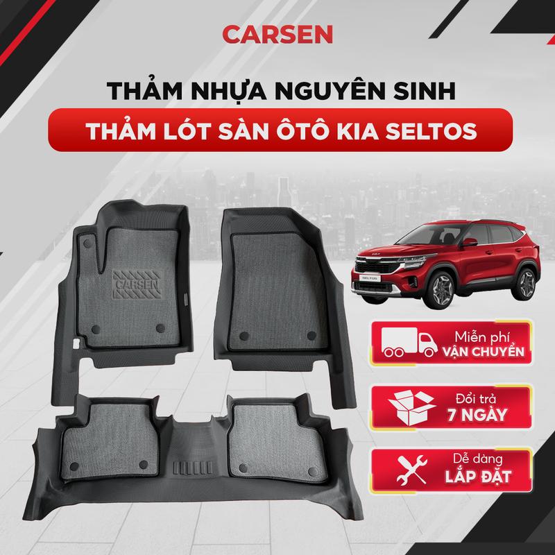   Tràn Viền  Thảm Lót Sàn Xe Kia Seltos 2020-2025  Tràn Viền  Nhựa TPE Đúc 3D Không Mùi Không Nấm Mốc - CARSEN VN 