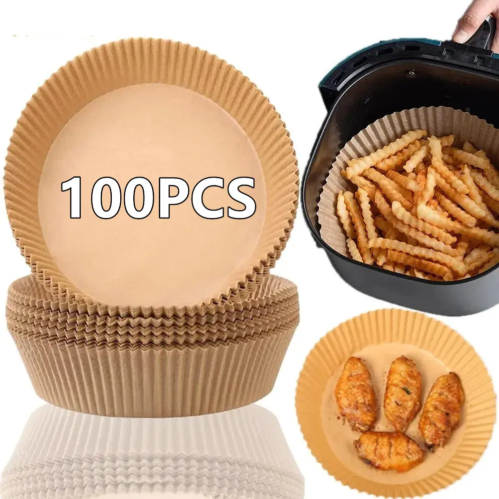 25/50/100pcs Baking Paper Air Paper Paper Fryer for Filters Air Parchment Fryer Disposable Liner AirFryer Liners Non-Stick Round Utensils