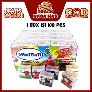 PERMEN KARET MINI BALL  BUBBLE GUM ANEKA RASA BUAH PERMEN KARET MINIBALL [1 BOX ISI 100 PCS]