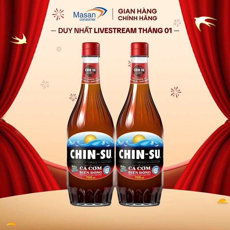  Combo 2 Nước Mắm CHIN-SU Cá Cơm Biển Đông Chai 720ml 