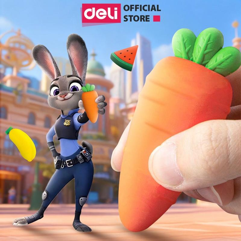 Gôm Tẩy Hoa Quả Khổng Lồ Dễ Thương Deli - Siêu To Tẩy Sạch Ít Vụn Không Mòn Giấy An Toàn Cho Bé Học Sinh Trẻ Nhỏ Bút Chì 2B HB