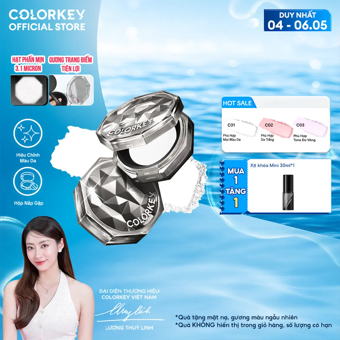 Phấn Phủ Dạng Bột COLORKEY Siêu Mịn Giúp Lớp Trang Điểm Tự Nhiên 8g