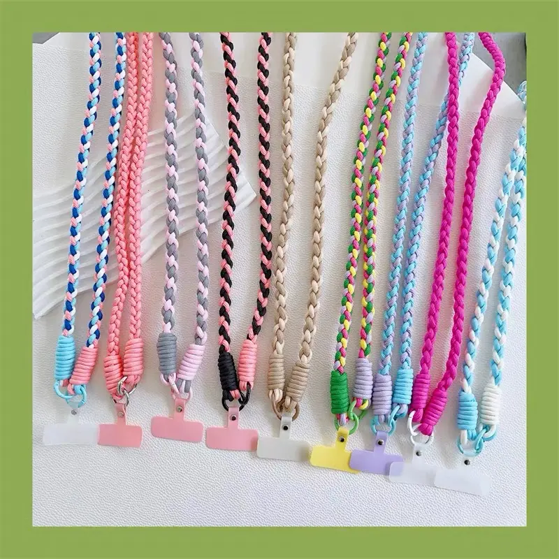 Universal Cross-body Tali HP Lanyard Weave Mobile Phone Strap Lanyard Neck Hemp Rope Motif Anyam