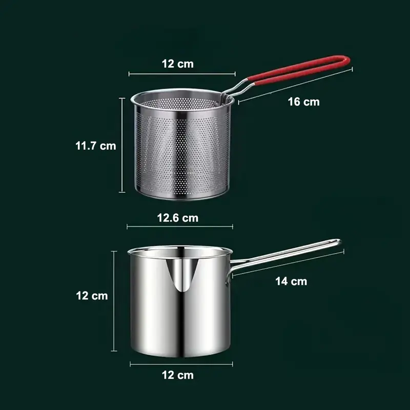 OBSIO Panci Deep Fryer Penggorengan Kentang Perebus Mie Saringan Filter Minyak 1.2L Multifungsi Kitchenware 4