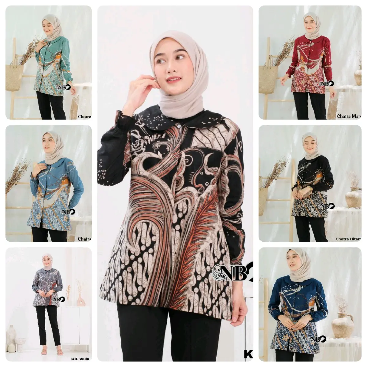 atasan batik wanita lengan panjang blouse batik modis m l xl xxl busui katun halus