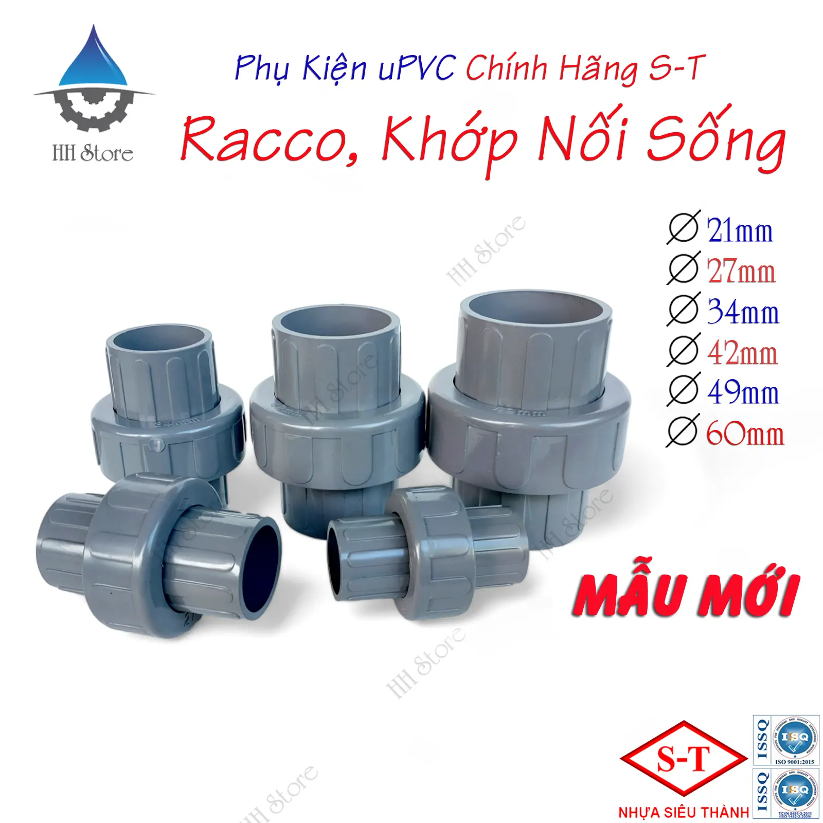 Racco, Rắc Co, Khớp Nối Sống, Zacco phi 21, 27, 34, 42, 49, 60mm. Hàng Chính Hãng - Nhựa Siêu Thành (ST).