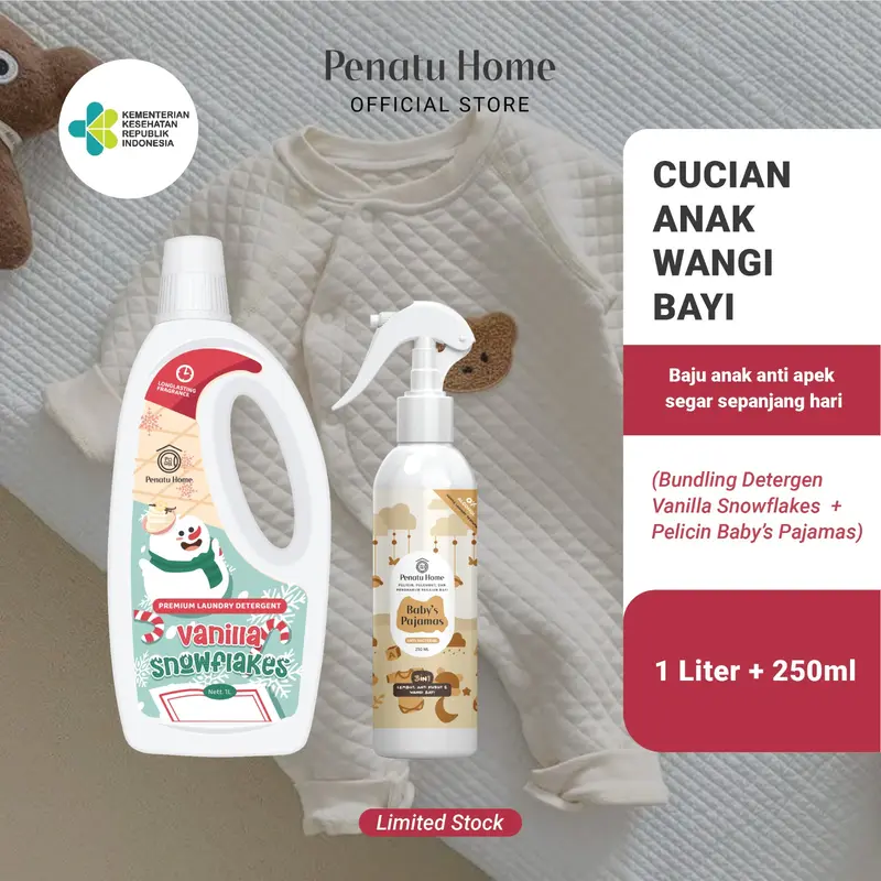 [Penatu Home] Bundling Cucian Anak Wangi Bayi - Detergen Vanilla 1000ml | Baby Pajamas 250ml 0