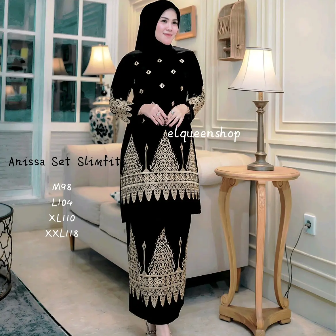 Anissa Setelan Slimfit Kurung Bordir Asli Muslim Wanita [ Promo Guncang 7.7 ]