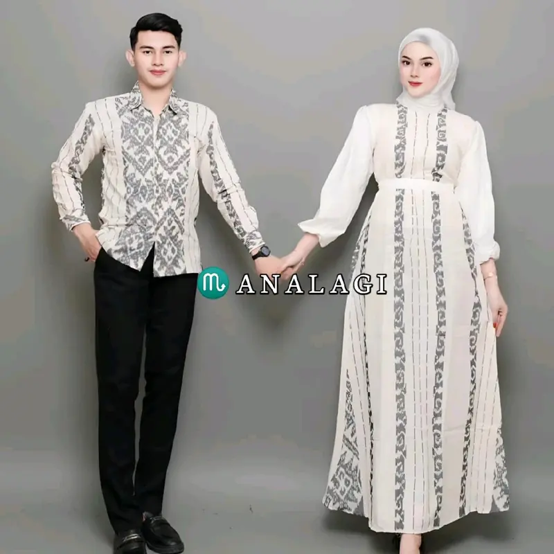 Baju Couple Tenun putih Baju Keluarga Set Couple 0