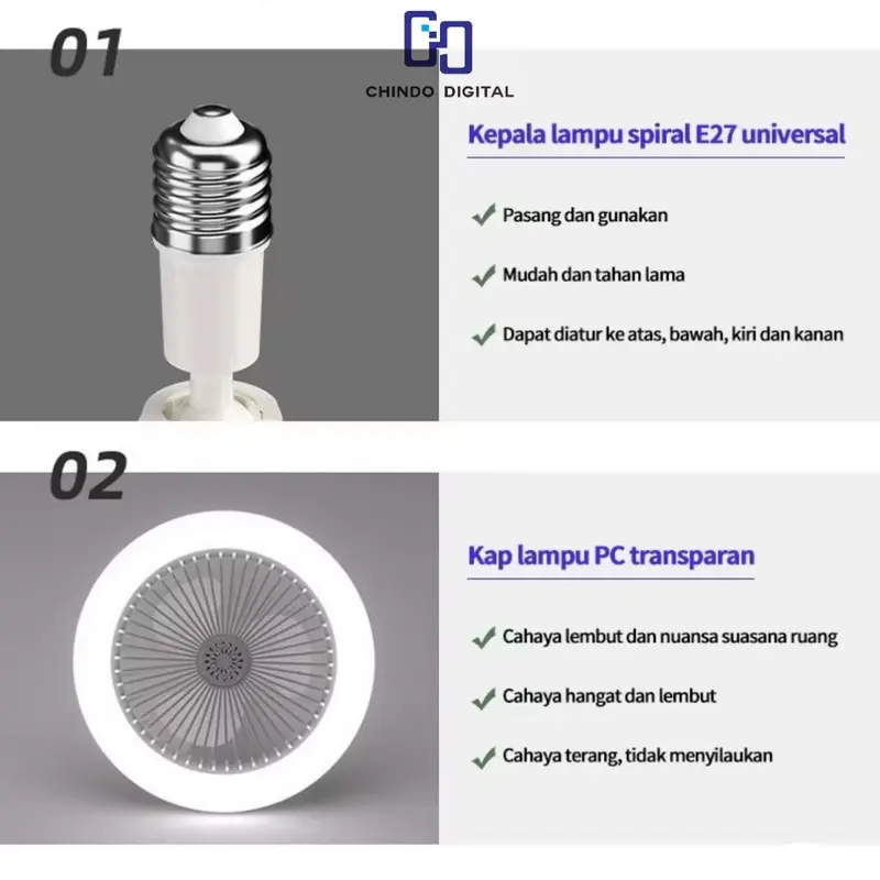CID Lampu Kipas Angin Remote 2in1 Multifungsi Lampu Plafon Lampu Kipas LED Lampu Timer E27 4
