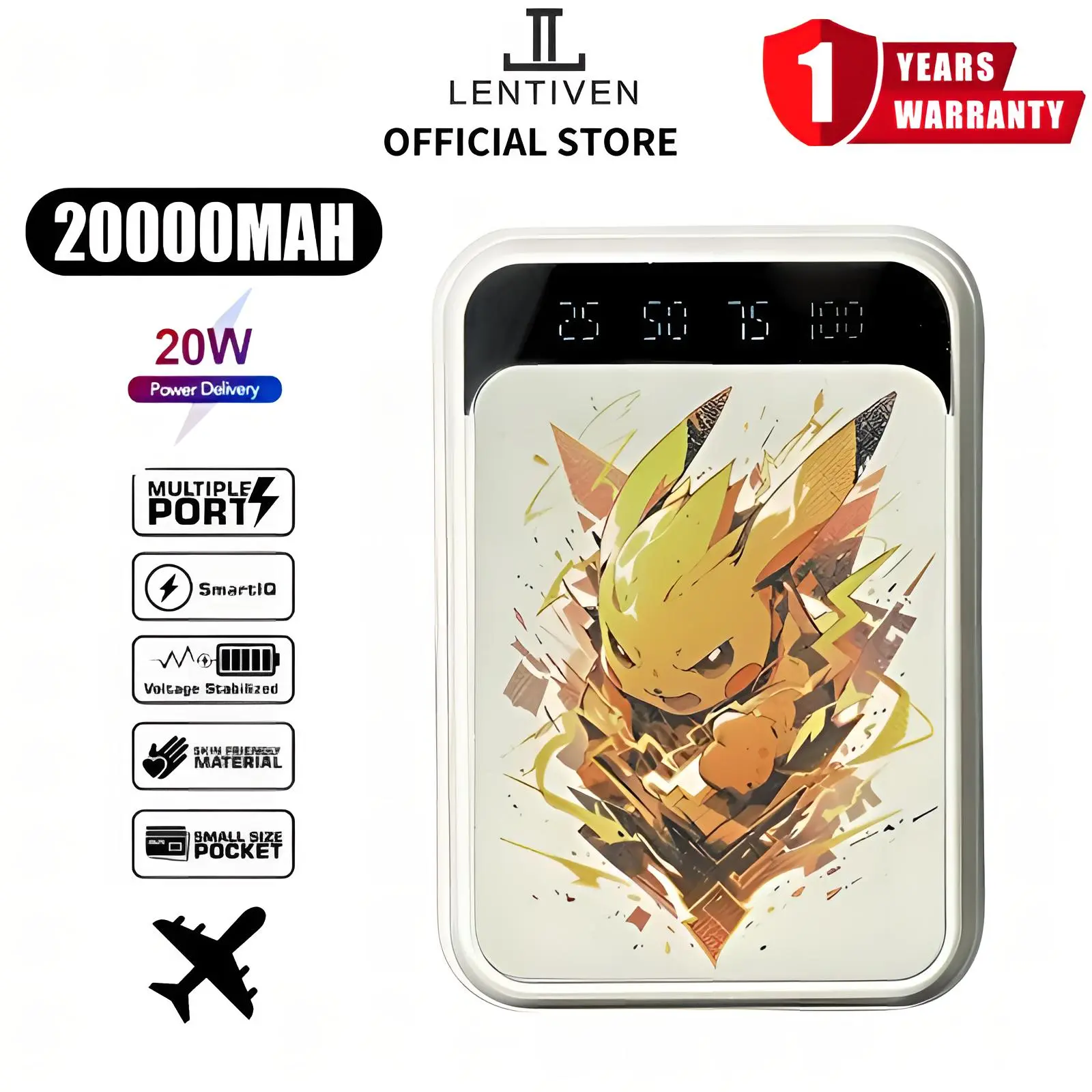 LENTIVEN PowerBank 20000mAh Cute Mini Kartun Fast Charging