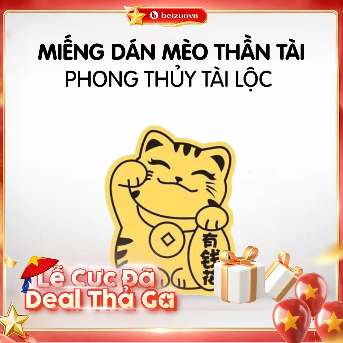 [QUÀ] Miếng dán mèo thần tài phong thủy tài lộc Phụ Kiện
