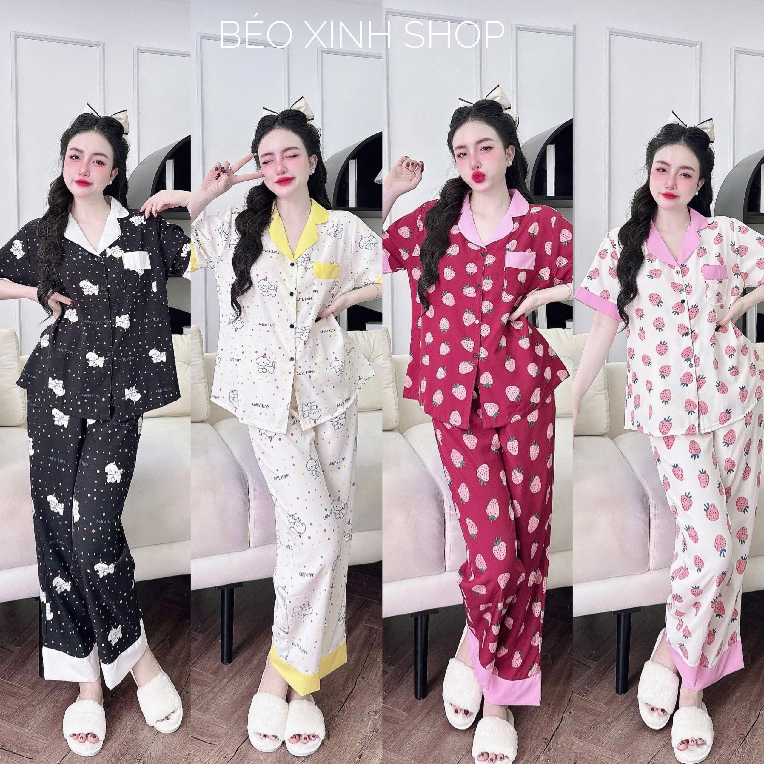 Đồ Bộ - Đồ Ngủ Quần Áo Vải Lụa Nhật Tay Ngắn Quần Dài Pijama Bigsize 50-100kg Mặc Cực Thích Nữ Pants Lịch Quần Ngủ - A.5433