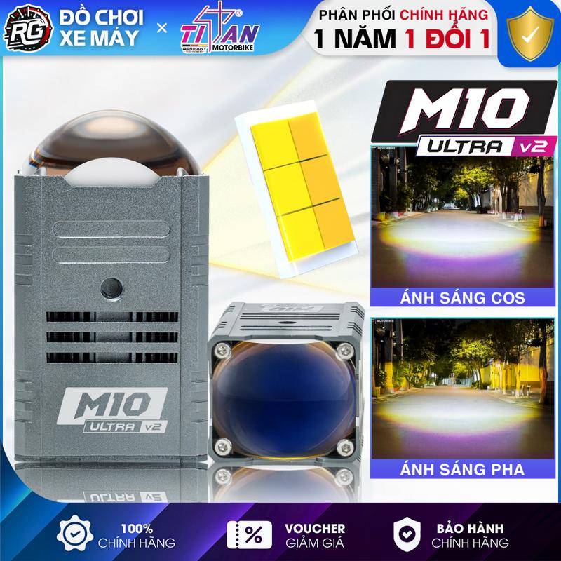 TITAN M10 Ultra V2, Đèn Trợ Sáng Bi Cầu M10 Ultra 28W Chống Nước Tuyệt Đối, Gắn Mô Tô, Xe Máy - BH 1 Năm