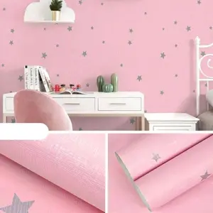 Wallpaper Dinding Kamar Tidur Stiker Wallpaper Motif  Bintang pink