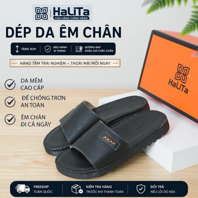 [ HaLiTa ] Dép Nam Đẹp Doctor Da Chống Nhăn Cao Cấp , Hạn Chế Trầy Xước , Đế Cao Su Nhẹ Và Êm , Thiết Kế Răng Cưa Bám Đường Tốt .